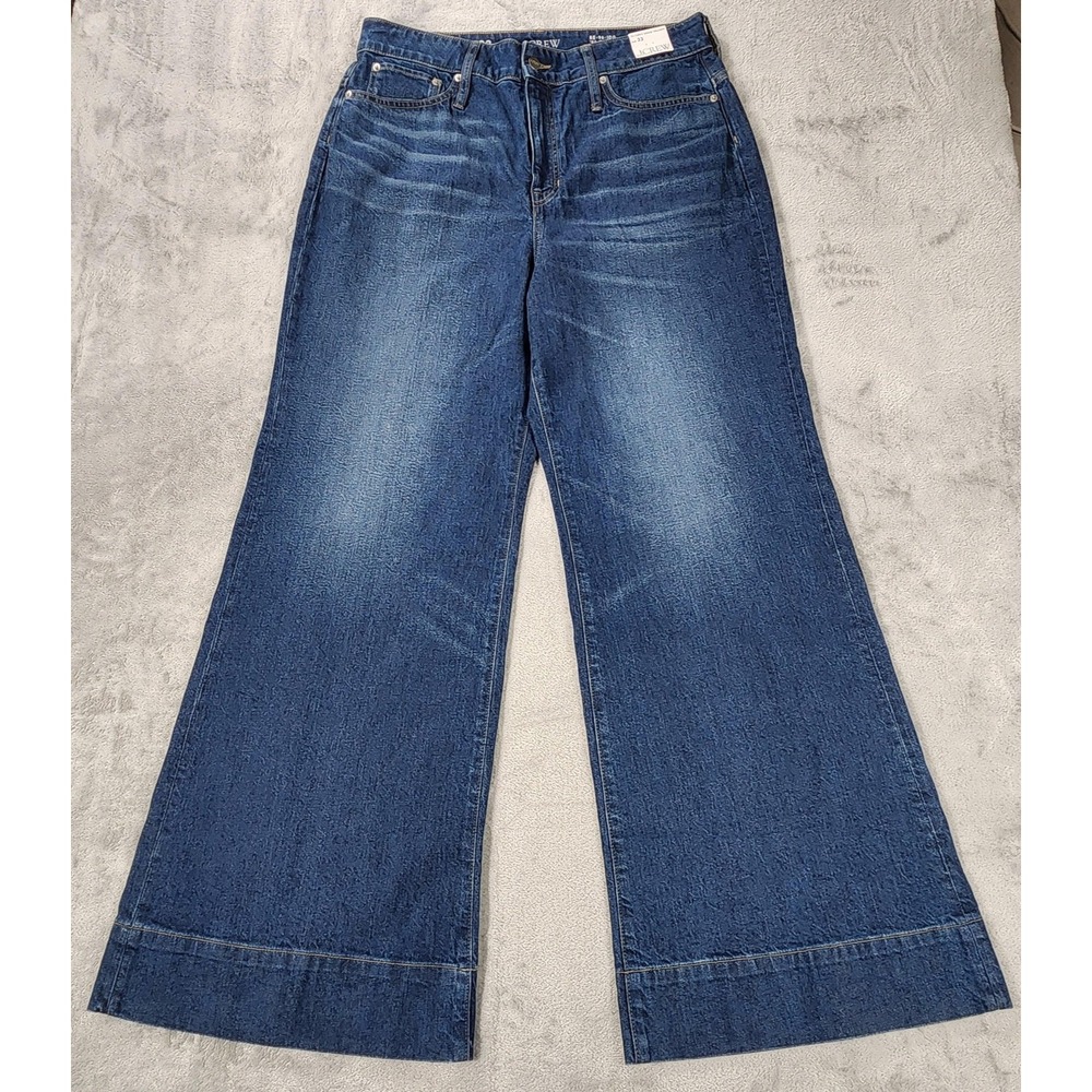 J.Crew Jeans Womens 33 '96 Curvy Denim Trouser High Rise Wide Leg‎ Medium Wash